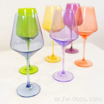 أكواب نبيذ ملونة كأس زجاجي